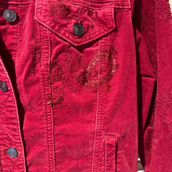 Chico's Vibrant Red Jean Jacket - Picture 3 of 5
